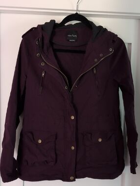 Ellen Tracy Deep Plum Hooded Utility Jacket